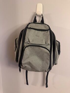 Mancro Diaper Bag Backpack Gray Multi Pocket Insulated Bottle Cooler Travel  Bag